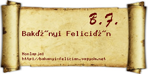 Bakányi Felicián névjegykártya